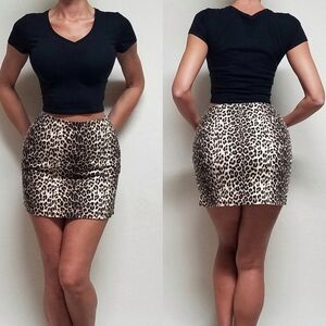 90s Vintage Star City Clothing Mob Wives Leopard Print Mini Skirt Pencil Skirt S
